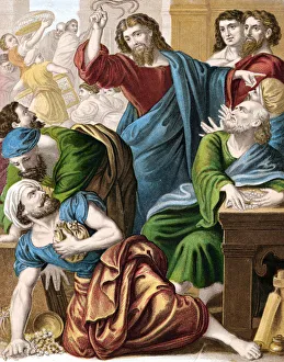 Money Changer Prints: Jesus and the money changers, c1860