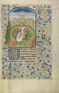 Vrelant Guillaume Prints: Jesus with an Orb in a Garden; Arenberg Hours, early 1460s. Creator: Willem Vrelant