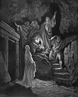 Jesus raising Lazarus from his tomb, 1865-1866. Artist: Gustave Dore Jesus raising Lazarus from his tomb, 1865-1866. Artist: Gustave Dore