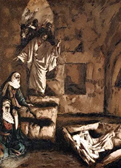 Jesus raising Lazarus from the tomb, 1897. Artist: James Tissot Jesus raising Lazarus from the tomb, 1897. Artist: James Tissot