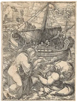Wonderworker Prints: Jesus Walks on Water, 1525. Creator: Vellert; Dirk Jacobsz. (1480/85-1547)