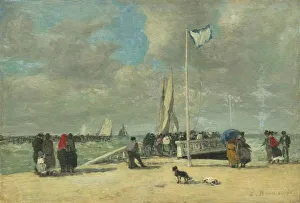Eugene Boudin Prints: On the Jetty, c. 1869 / 1870. Creator: Eugene Louis Boudin