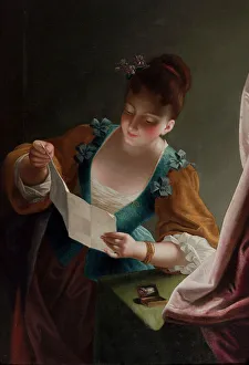 Jewellery Box Prints: Jeune femme lisant une lettre, d'après Raoux. Creator: Unknown