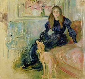 Morisot Prints: Jeune fille au lévrier ou Julie Manet et sa levrette Laerte