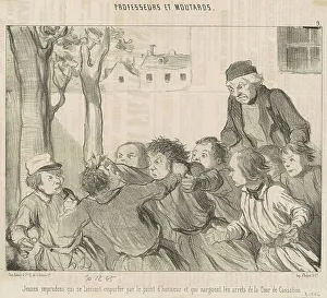 Playground Prints: Jeunes imprudens qui se laiseent emporter... 19th century. Creator: Honore Daumier