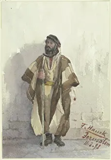 Walls Prints: Jew standing against a wall, 1898. Creator: Fritz Hauck