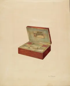 Sewing Box Prints: Jewelry or Sewing Box, c. 1937. Creator: George V. Vezolles