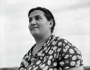 Jewish-American farm mother, Mrs. Cohen, wife of the farm manager, Hightstown, New Jersey, 1936. Creator: Dorothea Lange