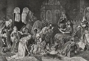 Merchant Prints: Jewish merchant showing his jewellery to the Prince of Thuringia at Wartburg Castle