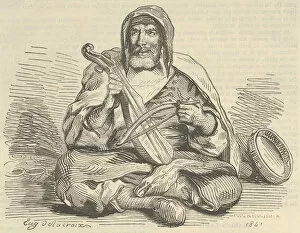 Moroccan Gallery: Jewish Musician in Mogador Costume, Morocco, 1842. 1842. Creator: Eugene Delacroix