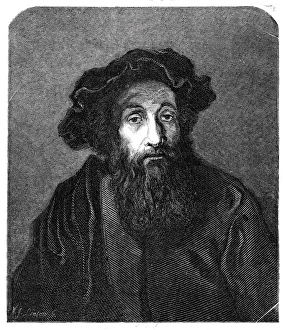 Rembrant Van Rijn Prints: A Jewish Rabbi, by Rembrandt, in the National Gallery, 1844. Creator: Unknown