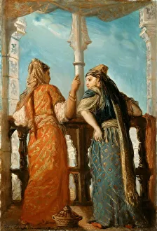 Jews Gallery: Jewish Women at the Balcony, Algiers, 1849. Creator: Chasseriau
