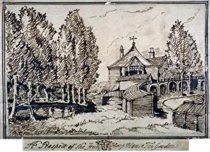 Portland Place Prints: The Jews Harp Public House tea gardens near the top of Portland Place