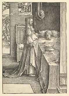 Jezebel Promising Naboth's Vineyards to King Ahab, ca. 1517. Creator: Lucas van Leyden Jezebel Promising Naboth's Vineyards to King Ahab, ca. 1517. Creator: Lucas van Leyden
