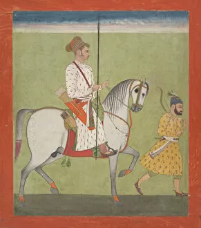 Opaque Watercolor Collection: Jhujhar Singh on Horseback, ca. 1720-30. Creator: Dalchand