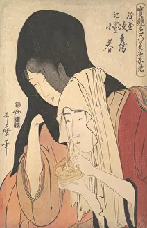 Eloping Prints: Jihei of Kamiya Eloping with the Geisha Koharu of Kinokuniya... ca. 1798-99