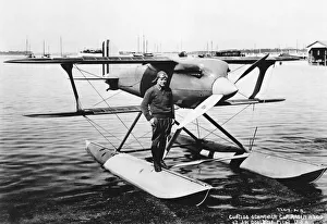 Jimmy Doolittle with Curtiss R3C racer, c1925. Creator: Unknown Jimmy Doolittle with Curtiss R3C racer, c1925. Creator: Unknown