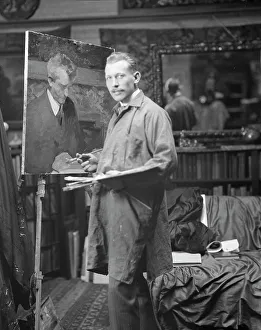 J.M. Williamson painting a portrait of Arnold Genthe, 1915. Creator: Arnold Genthe