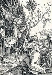 Good News Prints: Joachim and the Angel, 1506 (1906). Artist: Albrecht Durer