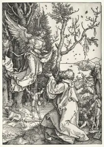Early 16th Century Prints: Joachim and the Angel, c. 1504. Creator: Albrecht Dürer (German, 1471-1528)