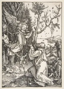 Joachim and the Angel, from The Life of the Virgin, ca. 1504. Creator: Albrecht Durer