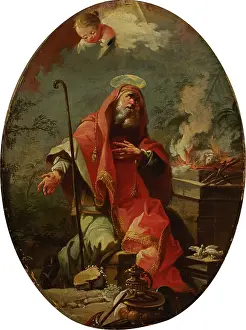 Devotion Prints: Joachim's Sacrifice, reverse: Saint Joseph with the Christ Child, 1701-1745