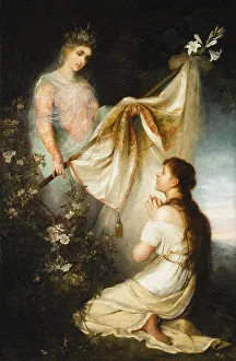 Siemiradzki Prints: Joan of Arc kneeling before angel. Creator: Siemiradzki, Henryk (1843-1902)
