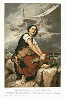 Joan of Arc, the Maid of Orleans, 15th century French patriot and martyr, mid 19th century