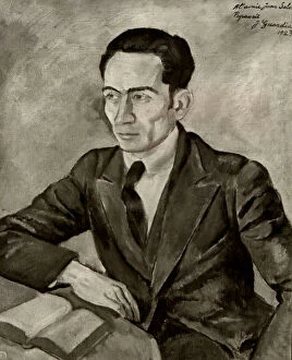 Joan Salvat Papasseit (1894-1924), Catalan writer, drawing J. Guardia, 1923
