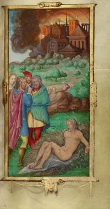 Skin Disease Prints: Job Derided by his Wife and Three Friends; Book of Hours, 1544. Creator: Unknown