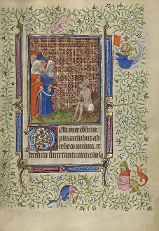 Master Of Egerton 1070 Prints: Job Derided by his Wife and Friends; Book of Hours, about 1410. Creator: Unknown
