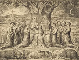 Job and His Family, 1825. Creator: William Blake