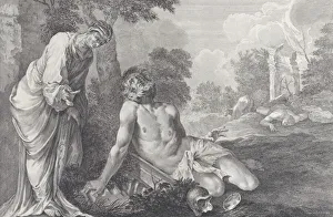 Argument Gallery: Job rebuked by his wife, 1730-39. Creator: Pietro Monaco