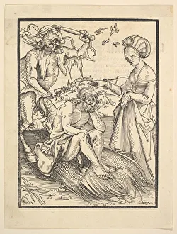 Tempted Prints: Job Tempted by a Demon, 1509. Creator: Hans Baldung