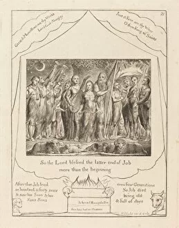 Prosperity Gallery: Job and His Wife Restored to Prosperity, 1825. Creator: William Blake