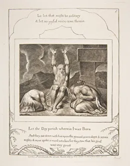 Misery Prints: Jobs Despair, from Illustrations of the Book of Job, 1825-26. Creator: William Blake