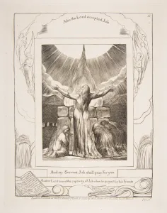 Blake Prints: Jobs Sacrifice, from Illustrations of the Book of Job, 1825-26. Creator: William Blake