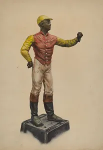 Hitching Post Prints: Jockey Hitching Post, c. 1937. Creator: Elizabeth Fairchild