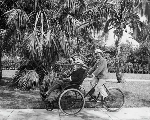 Wheelchair Prints: Joe Jefferson at Palm Beach, Fla. c1904. Creator: Unknown