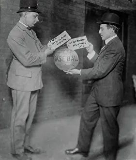 Receiving Prints: Joe Tinker receiving medicine ball sent by Continuation School 1913
