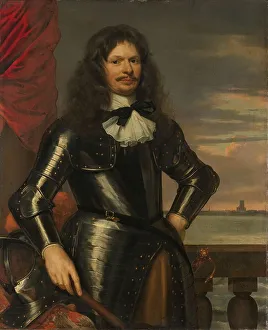 Jan Mijtens Prints: Johan van Beaumont. Colonel in the Holland guards and commander of Den Briel