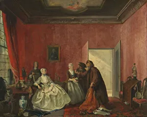 Coins Prints: Johanna and the Jewish merchants, 1741. Creator: Cornelis Troost