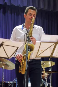 Johannes Mueller, Watermill Jazz Club, Dorking, Surrey, 2015. Artist: Brian O Connor