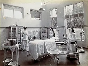 Nuns Prints: Johannesburg Hospital, South Africa: operating theatre with nun and nurse
