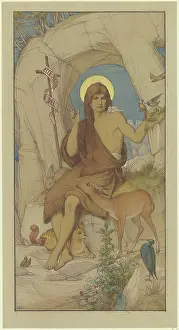 Crucifix Prints: John the Baptist in the desert, 1864. Creator: Eduard von Steinle