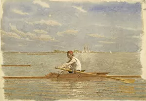 Rowing Gallery: John Biglin in a Single Scull, ca. 1873. Creator: Thomas Eakins