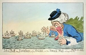 John Bull the Leviatan of the Ocean or the French Fleet sailing into the Mouth of