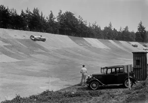 Cobb Collection: John Cobbs 24 litre Napier Railton on Byfleet Banking, BARC meeting, Brooklands, Surrey, 1933