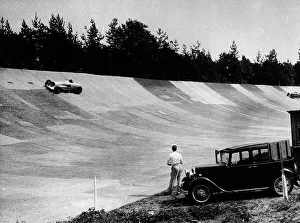 Brooklands Prints: John Cobb's Napier Railton on the banking, Brooklands, Surrey, c1933-c1935