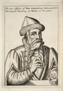John Guttemberg, pub. 1683 (engraving). Creator: Albrecht Mentz (15th Century) after John Guttemberg, pub. 1683 (engraving). Creator: Albrecht Mentz (15th Century) after